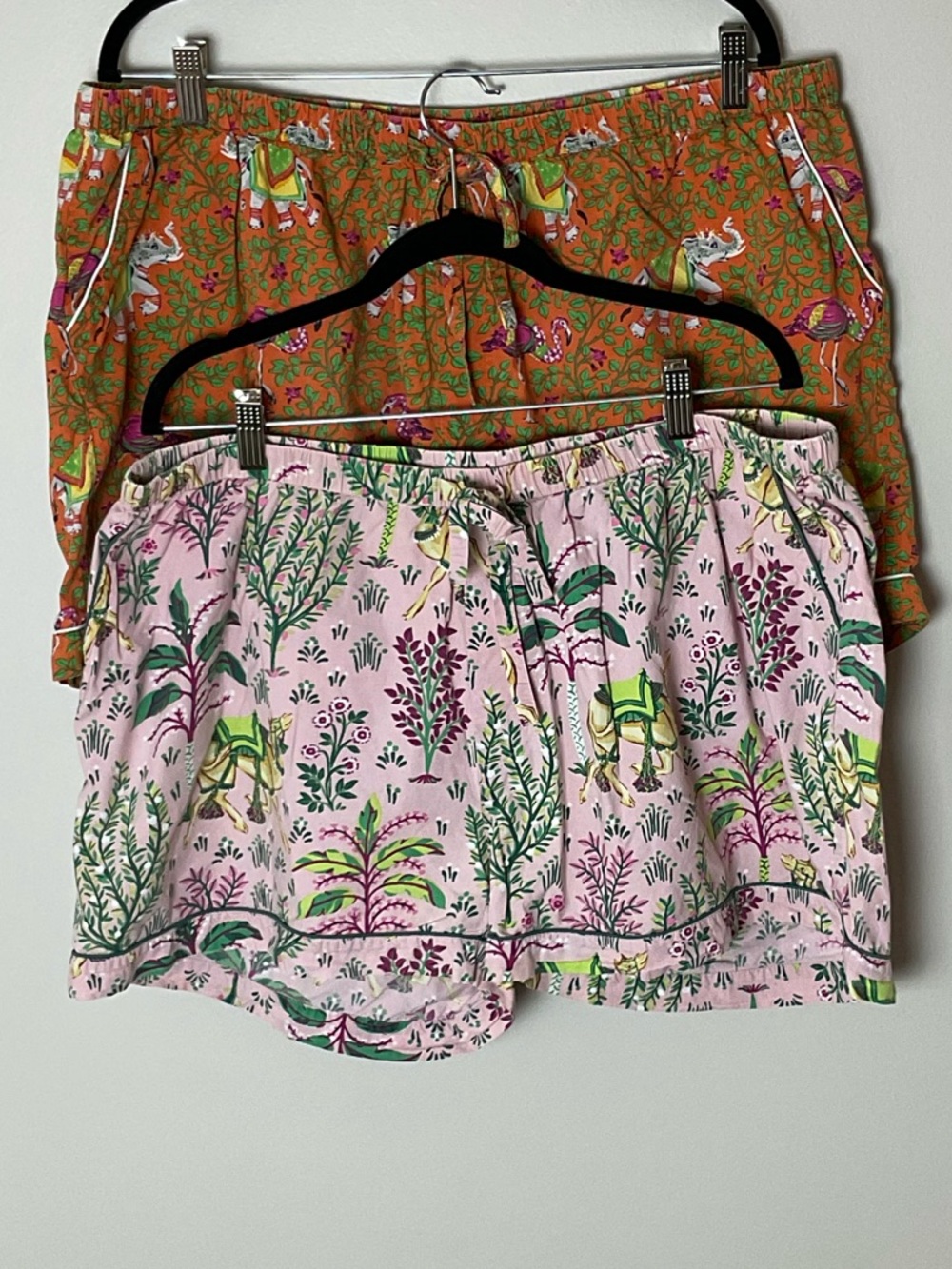 Printfresh Vibrant Orange Botanical Lounge Shorts Duo Elephant Camel